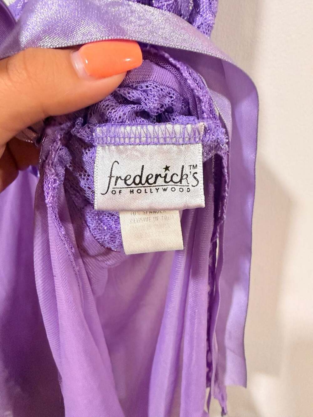 Fredericks of Hollywood Lingerie Babydoll Tank Purple Sheer Ribbon Trim - Picture 9 of 13